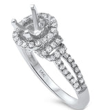 .63ct F SI1 14k White Gold Round Diamond Halo Semi Mount Ring Size 6.5