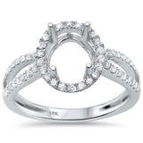 .40ct F SI1 14k White Gold Oval Diamond Semi Mount Ring Size 6.5
