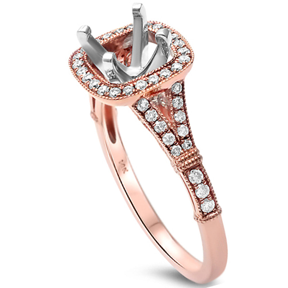 <span>DIAMOND CLOSEOUT! </span>.30cts 14k Rose Gold F SI Halo Setting Diamond Semi Mount Ring Size 6.5