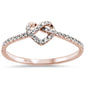 <span style="color:purple">SPECIAL!</span> .16ct 14k Rose Gold Twisted Heart Infinity Diamond Ring Size 6.5