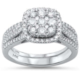 .98ct 14kt White Gold Square Engagement Solitaire Diamond Bridal Set