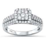 <span>DIAMOND  CLOSEOUT! </span> .88ct 14kt White Gold Square Diamond Engagement Promise Ring Size 6.5