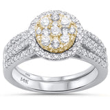 1.0ct 14k Two Tone Diamond Engagement Bridal Set Ring size 6.5