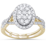 1.02ct 14k Yellow Gold Oval Diamond Engagement Ring Bridal Set Size 6.5