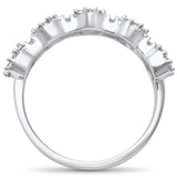<span style="color:purple">¡ESPECIAL!</span>.72ct G SI Anillo de banda de diamante de talla baguette y redonda de oro blanco de 14kt Talla 6.5