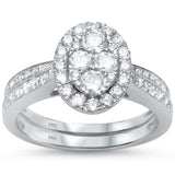1.01ct 14kt White Gold Oval Diamond Engagement Bridal Set Ring Size 6.5