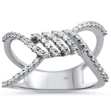 <span>DIAMOND CLOSEOUT! </span> .33cts 14k White gold Modern Unique Diamond Ring Size 6.5