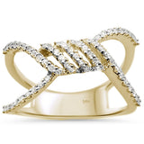 <span>¡VENTA FINAL DE DIAMANTES! </span> Anillo de oro amarillo de 14k moderno y único con diamantes de .31cts, talla 6.5