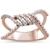 <span>¡CIERRE DE DIAMANTES! </span>Anillo de diamante moderno y único de oro rosa de 14k de 0.31cts, talla 6.5