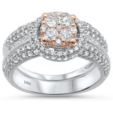 1.53ct 14k Two tone Gold Diamond Engagement Bridal Ring Set Size 6.5