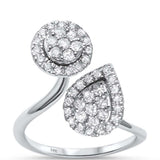 .72ct 14kt White Gold Modern Trendy Open Diamond Ring Size 6.5