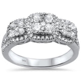 .89ct 14k White Gold Three Stone Anniversary Diamond Ring Size 6.5