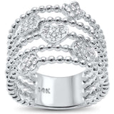 .25ct 14kt White Gold Trendy Multi Beaded Layered Diamond Ring Size 6.5