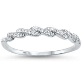 <span>DIAMOND CLOSEOUT! </span>.12ct 14kt White Gold Twisted Band Infinity Diamond Band Ring Size 6.5