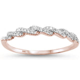 <span>DIAMOND CLOSEOUT! </span>.10ct 14kt Rose Gold Twisted Band Infinity Diamond Band Ring Size 6.5