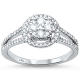 .54ct 14kt White Gold Round Halo Diamond Engagement Promise Ring Size 6.5