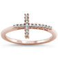 .12ct 14k Rose Gold Sideways Cross Diamond Ring Size 6.5