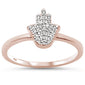 <span style="color:purple">SPECIAL!</span> .11ct 14k Rose Gold Diamond Hand of Hamsa Chai Ring Size 6.5