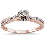 <span>¡LIQUIDACIÓN DE DIAMANTES! </span>Anillo de promesa de compromiso con diamante de oro rosa de 14k y 0,22 ct, talla 6,5