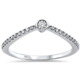 .17ct 14k White Gold Diamond Trendy Chevron Ring Size 6.5