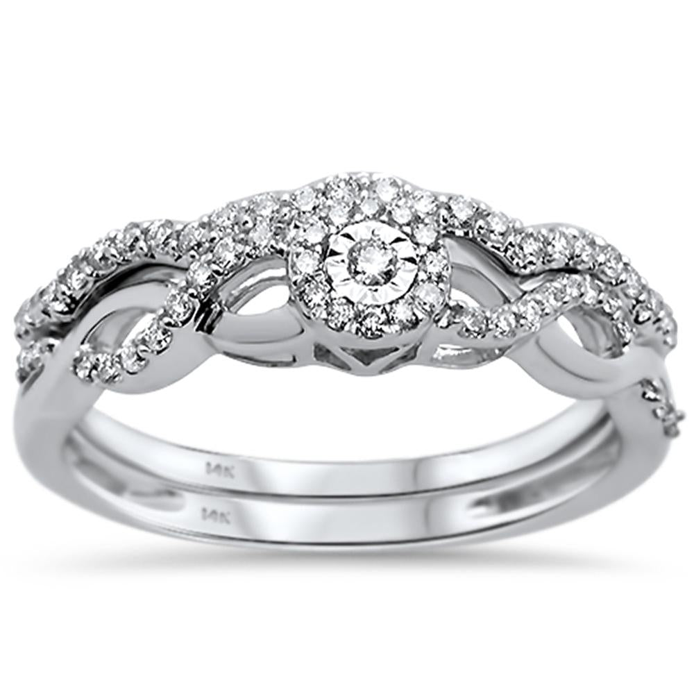 .31ct 14k White Gold Diamond Infinity Band Engagement Bridal Set Size 6.5