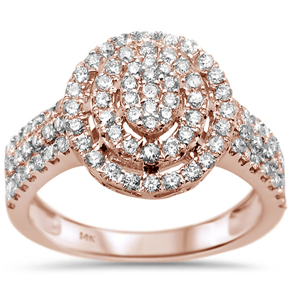 14K Rose Gold Round Cluster Diamond Engagement Ring