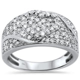 <span>DIAMOND CLOSEOUT! </span> .97ct 14k White Gold Heart Diamond Band Statement Ring Size 6.5