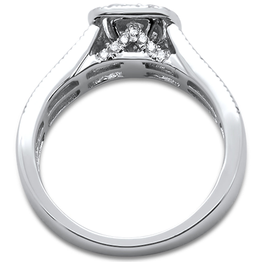 .95ct 14k White Gold Square Diamond Engagement Ring Size 6.5