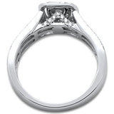 .95ct 14k White Gold Square Diamond Engagement Ring Size 6.5
