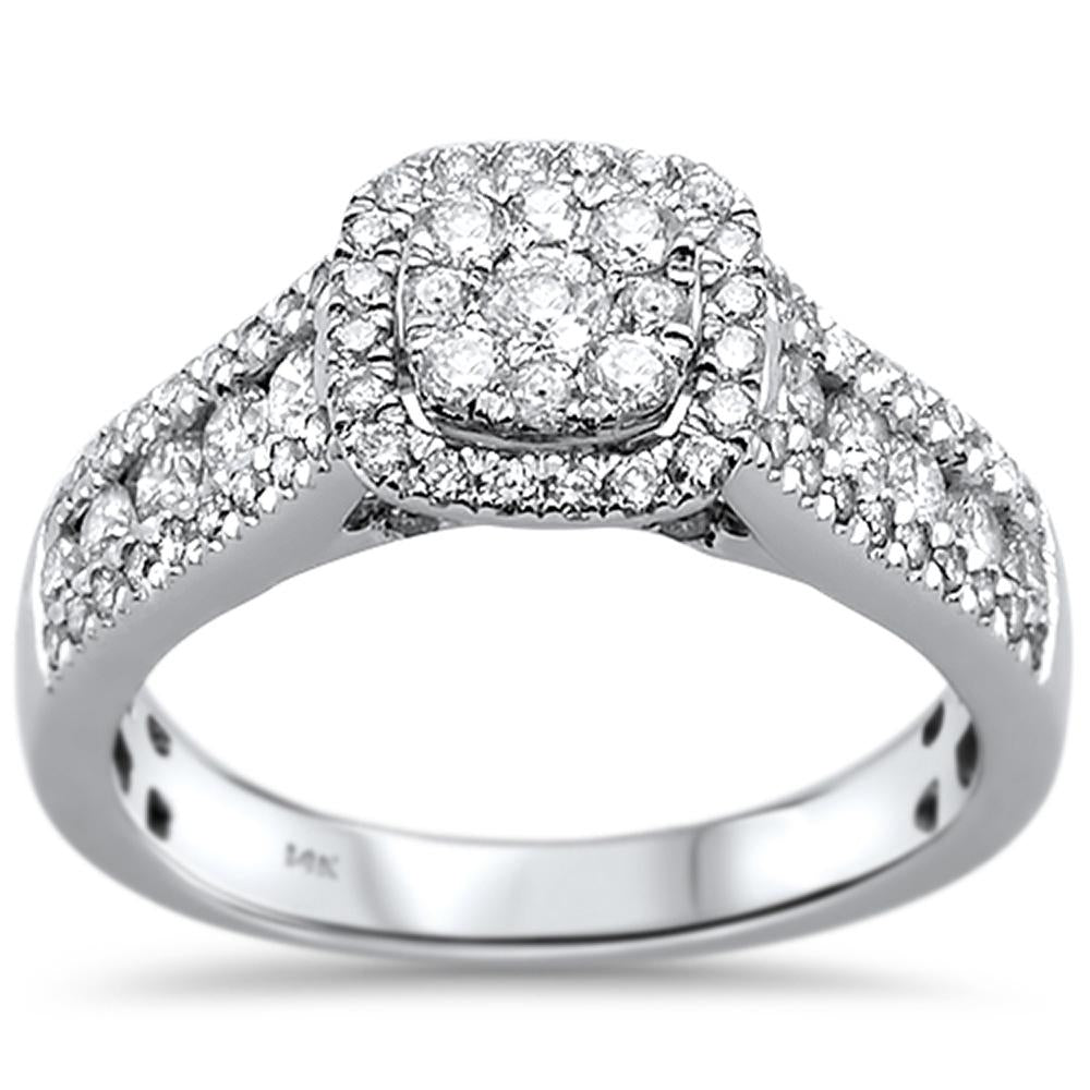 .95ct 14k White Gold Square Diamond Engagement Ring Size 6.5