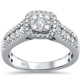 .95ct 14k White Gold Square Diamond Engagement Ring Size 6.5