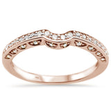 <span>DIAMOND CLOSEOUT! </span>.22ct 14k Rose Gold Diamond Curved Accent Anniversary Wedding Band Ring