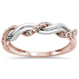 .12ct 14KT Two Tone Rose & White Gold Diamond Anniversary Wedding Band Size 6.5