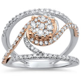 <span>¡LIQUIDACIÓN DE DIAMANTES! </span>Anillo de declaración de diamantes de oro bicolor de 14k de .90ct talla 6.5