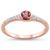 <span>GEMSTONE CLOSEOUT </span>! 0.51cts 14k Rose Gold Round Pink Tourmaline Diamond Ring Size 6.5