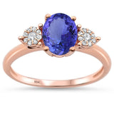 <span>GEMSTONE CLOSEOUT </span>! 1.37cts 10k Rose Gold Oval Tanzanite & Diamond Ring Size 6.5