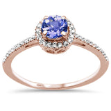 <span>GEMSTONE CLOSEOUT </span>! .64ct F SI 10K Rose Gold Diamond & Tanzanite Gemstone Ring