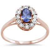 <span>GEMSTONE CLOSEOUT </span>! .86ct 10K Rose Gold Oval Tanzanite & Diamond Ring Size 6.5