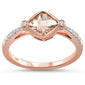 <span>GEMSTONE CLOSEOUT! </span>0.9cts 14k Rose Gold Cushion Morganite Diamond Ring Size 6.5