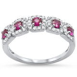 .72ct Round Ruby 14k White Gold Diamond Anniversary Band Ring Size 6.5