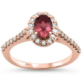 <span>¡LIQUIDACIÓN DE GEMAS! </span> Anillo de oro rosa de 10k con turmalina rosa y halo de diamantes de 1.14cts