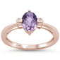 1.12cts 10k Rose Gold Oval Shape Amethyst & Diamond Ring Size 6.5