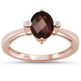 1.31cts 10k Rose Gold Oval Shape Smokey Topaz & Diamond Ring Size 6.5