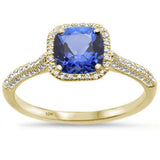<span>GEMSTONE CLOSEOUT </span>! 1.15ct 10K Yellow Gold Cushion Tanzanite & Diamond Ring Size 6.5