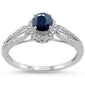 <span>GEMSTONE CLOSEOUT </span>! .85ct F SI Round Blue Sapphire 10k White Gold Diamond Ring Size 6.5