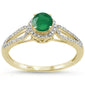 <span>DIAMOND CLOSEOUT! </span>.53ct 10k Yellow Gold Round Green Emerald & Diamond Ring Size 6.5