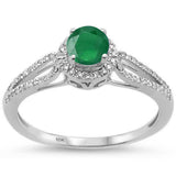 <span>DIAMOND CLOSEOUT! </span>.61ct 10k White Gold Natural Green Emerald & Diamond Ring Size 6.5