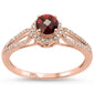<span>GEMSTONE CLOSEOUT </span>! .66ct 10k Rose Gold Round Garnet & Diamond Ring Size 6.5