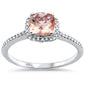 <span>GEMSTONE CLOSEOUT </span>! .66ct 10k White Gold Cushion Cut Checker Morganite & Diamond Ring Size 6.5