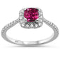 <span>GEMSTONE CLOSEOUT </span>! .69ct 10k White Gold Cushion Pink Tourmaline & Diamond Ring Size 6.5